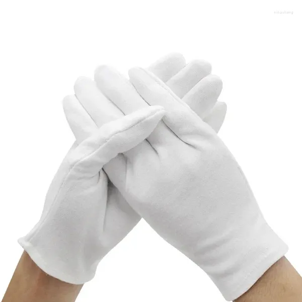 Guantes desechables 24/12 pares de algodón blanco Etiqueta de protección laboral Conducción Paño antideslizante Resistente al desgaste