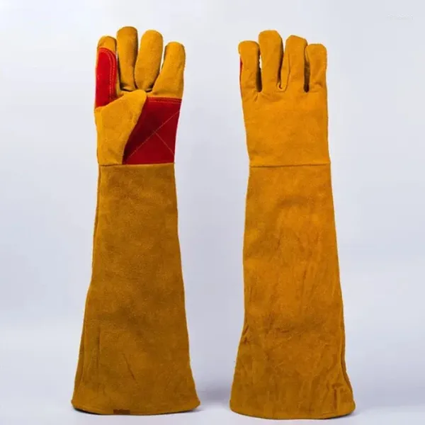 Gants jetables 35/45/60 cm à manches longues soudage en cuir Isolation de feu résistant à la chaleur