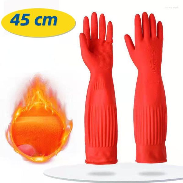 Gants jetables 45Cm hiver Plus velours chaleur tout-en-un caoutchouc Latex imperméable et Durable travaux ménagers lavage vaisselle vêtements