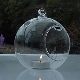 Wegwerphandschoenen 80 mm hangende teaight houder glazen bollen terrarium bruiloft kandelaar kandelaar