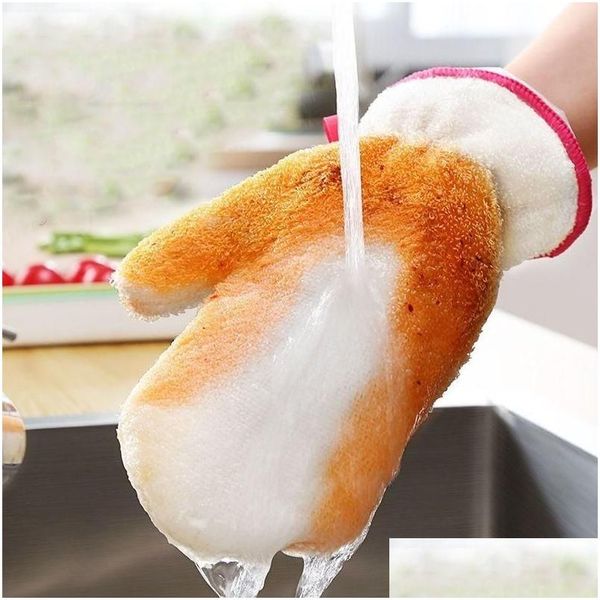 Guantes desechables Fibra de bambú Lavado de platos Cocina Hogar Toallitas de tela no aceitosas Tareas domésticas Toalla de limpieza Entrega de gotas Hogar Jardín D DHVHM