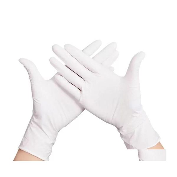 Guantes desechables Caucho resistente a químicos Nitrilo Látex Trabajo Hogar Cocina Limpieza del hogar Reparación de automóviles Tatuaje Lavado Gota Deli DHJ3G