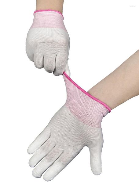 Guantes desechables Dedos recubiertos Nylon con caucho flexible Trabajo fino Tejido apretado Línea elástica Transpirable