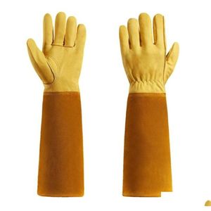 Gants jetables de jardinage pour femmes et hommes, peau de chèvre à l'épreuve du trône, avec protection de l'avant-bras long, Gauntlet7691 Drop Deliv Dhxvb