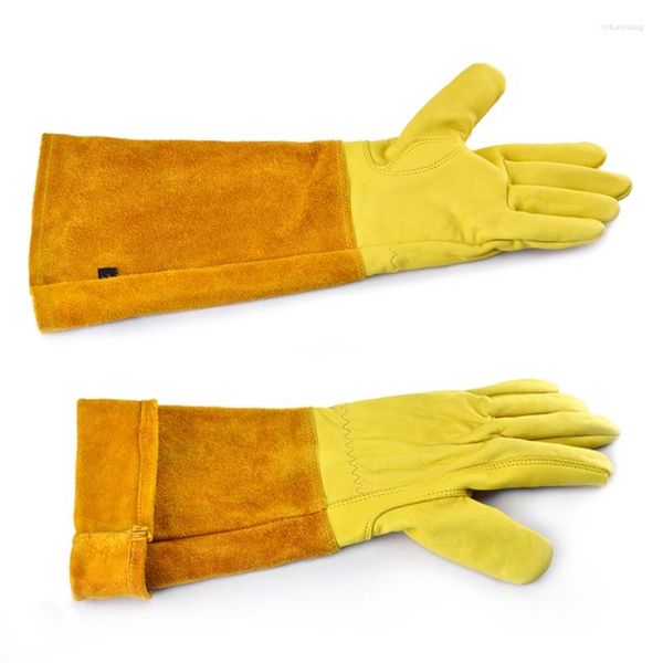 Gants jetables en cuir gantelet respirant Rose élagage à manches longues pour hommes et femmes gant de jardinage cadeaux de jardin M4YD