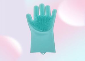 Gants jetables en silicone à lave-vaisselle en silicone lavage à lavage éponge Scotte en caoutchouc Nettoyage 1 paire9479687