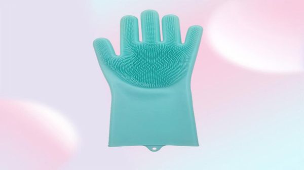 Guantes desechables Magic Silicone Dishwashing Scrubber Dish Lavado Esponja Goma Scrub Cocina Limpieza 1 par7947932