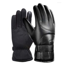 Guantes desechables Forro polar de invierno para hombre Acolchado Cálido Mantener a prueba de viento y protección contra el frío Algodón antideslizante