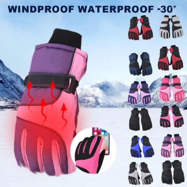 Guantes desechables Hombres Mujeres Invierno impermeable a prueba de viento deportes espesos de nieve con aislamiento térmico tibio tibio