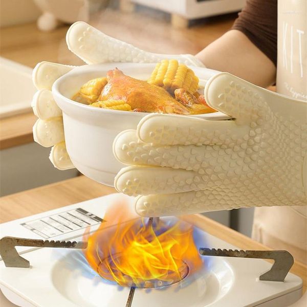 Gants jetables nordiques à 2/5 doigts, pour la cuisine, la cuisson au four à micro-ondes, résistants à la chaleur, en Silicone épais, accessoire antidérapant