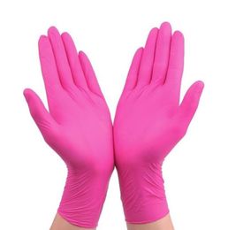 Wegwerphandschoenen roze wegwerpbare nitril rubber latex Universal Kitchen huishouden schoonmaken tuinieren paars zwart 100 pks6775986