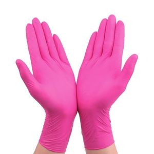 Wegwerphandschoenen Roze Wegwerp Nitrilrubber Latex Universeel Keuken Huishoudelijke Reiniging Tuinieren Paars Zwart 100pcs216b