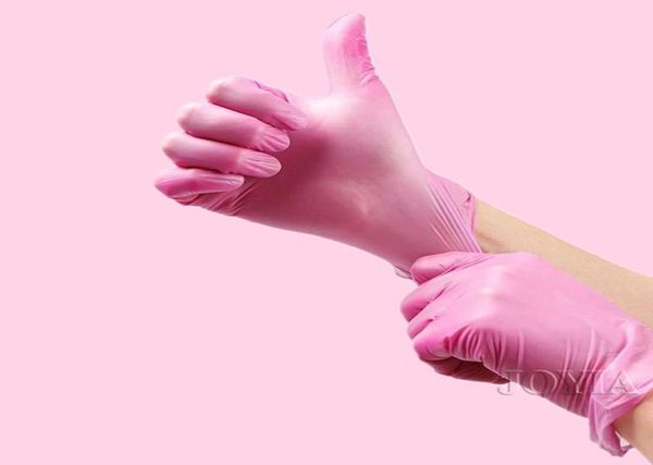 Guantes desechables Rojo Rosa Látex en polvo Guante de examen Tamaño Pequeño Mediano Grande Niña Mujer Nitrilo sintético 100 50 20 Pcs3993083