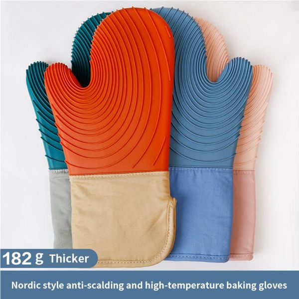 Guantes desechables de silicona a prueba de calor, herramienta de cocina minimalista nórdica resistente y espesada