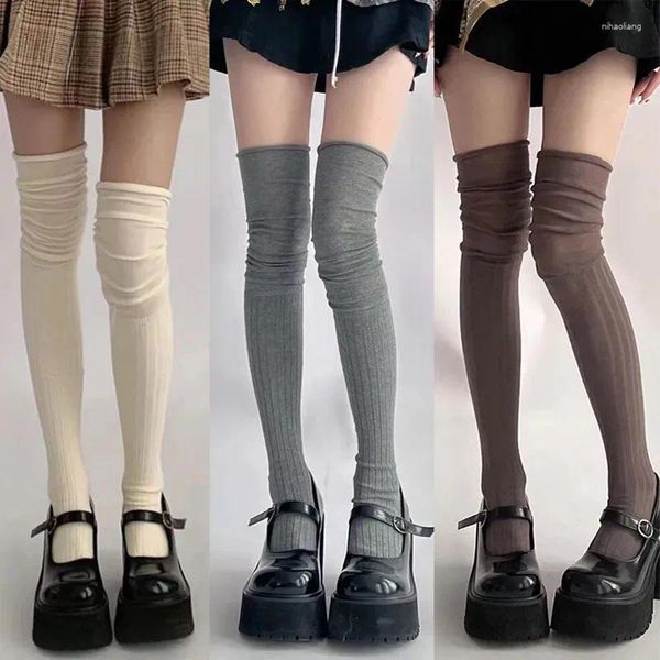 Wegwerphandschoenen Effen Kleur Dij Hoge Kousen Dames Trendy Casual Over De Knie Vrouwelijke Lange Sokken Thermisch Warm Katoen Hoge Buis