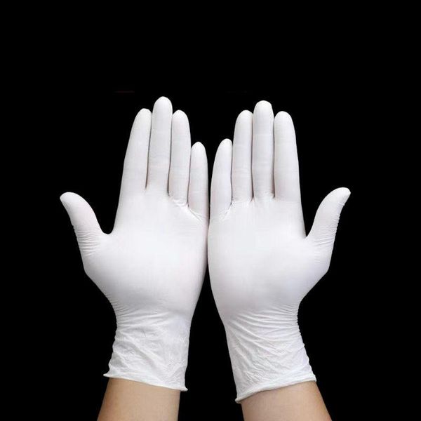 Gants jetables blanc 100 50 pièces sans latex gant sans poudre petit moyen grand S M L XL Nitrile synthétique femme homme nettoyage