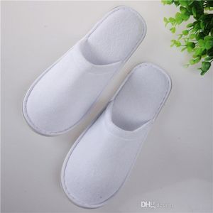 Disposable Hotel Toweling Slippers 5mm 6mm 28 * 11cm Eenmalige antislip slippers met EVA Sole Closed Teen White