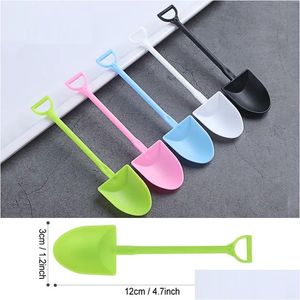 Wegwerp Ijslepel 100 stks/partij Schopvormige Scoop Zwart Wit Kleine Dikker Scoops Plastic Dessert Cake Lepels 719 Drop Del Dhebq