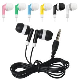 Écouteurs intra-auriculaires jetables, filaires noirs, oreillettes stéréo de 3.5mm, pour Sport, musique, casque d'écoute pour musée, école, bibliothèque, Bus et Train