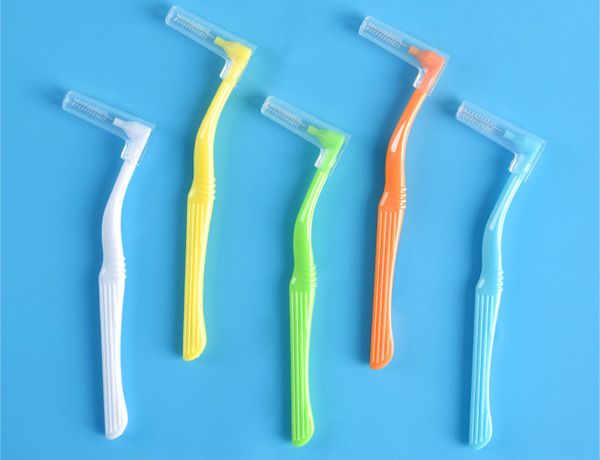 Cepillo Interdental desechable en forma de L, alambre de acero importado, palillo Dental, cepillo de dientes de ortodoncia, venta al por mayor