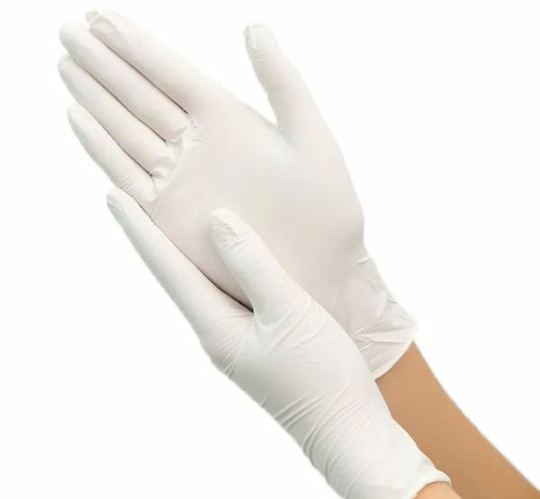 Gants jetables en Latex blanc antidérapant, produits de protection en Latex de caoutchouc pour laboratoire, produits de nettoyage ménagers