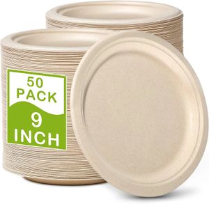 Wegwerp party pl 9 inch papieren borden 50-pack wegwerp feestborden I Heavy Duty Milieuvriendelijk Stevig Diner Bruiloft 240122