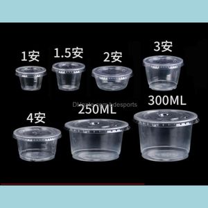 Gobelets en plastique jetables Souffle Cup avec couvercles Connt Cup Jello S 1oz 1,5oz 2oz 4oz Drop Delivery 2021 Boîtes d'emballage Bureau École