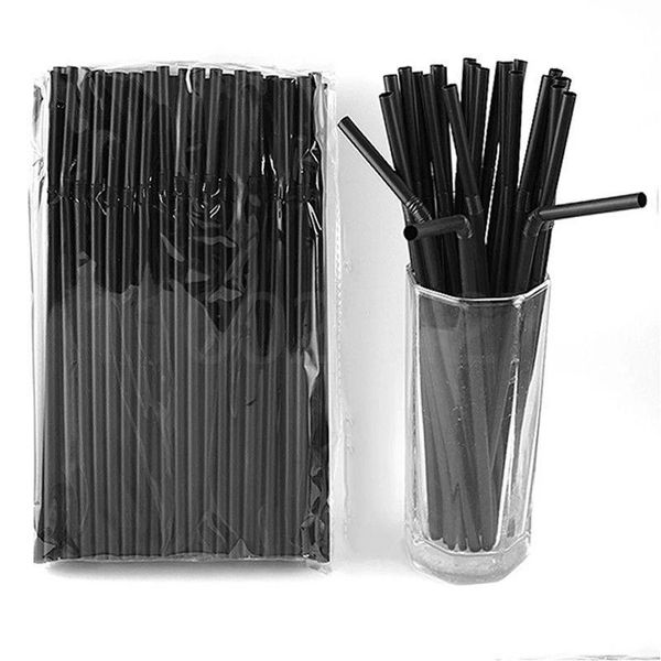 Pailles en plastique jetables 100 pièces/lot, colorées, longues et flexibles pour fête d'anniversaire, cuisine créative, livraison directe, maison, jardin, Ot23D