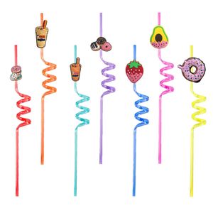 Disposable Plastic Sts Donuts Trame Crazy Cartoon Drinking Party Supplies for Favors Decorations St with Decoration Kids Pop Pool B Otkn1