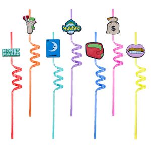 Disposable Plastic Sts Money TheMed Crazy Cartoon Drinking Brinking Birthday Decorations Summer Party Favors New Year Kids Reutilisable S OT6VI
