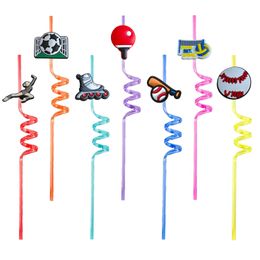 Wegwerp plastic sts Motion Themed Crazy Cartoon Drink Goodie Gifts For Kids Party Birthday Decorations Summer Supplies Gunsten Ch OTHB9