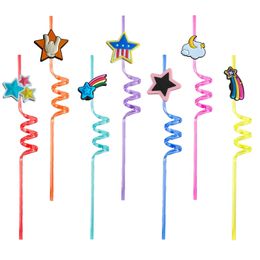 Disposable Plastic Sts Star TheMed Crazy Cartoon Reutilisable Boire pour le Nouvel An Party St Girls Decorations Kids Birthday Supplies FA OT6CI