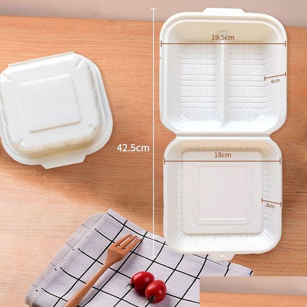 Vaisselle en plastique jetable Double boîte d'emballage américain à emporter riz petit-déjeuner carré chien hamburger personnalisation préparation de repas Contai Ot2Vk