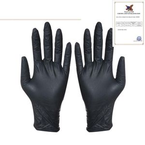 Gants de protection jetables noirs, 100 pièces, gants de nettoyage ménager, de lavage, laboratoire en Nitrile, Nail Art, tatouage, gants antistatiques 313d