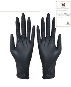 Gants de protection jetables noirs, 100 pièces, pour le nettoyage ménager, le lavage, le laboratoire en Nitrile, les ongles, les tatouages, les gants antistatiques7767637