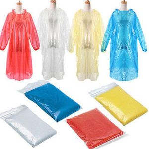 Wegwerp regenjas volwassen nood waterdichte kap poncho reizen kamperen moet regenjas unisex eenmalige nood regenkleding EEA1218