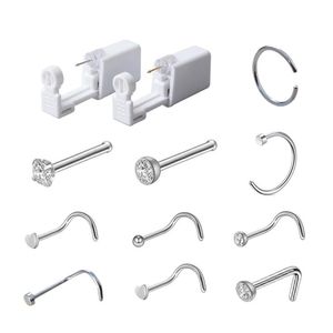 Wegwerp veilige steriele piercing -eenheid voor edelstenen neusbesturen Piercing pistool piercer gereedschap machine kit earring neusstudie body sieraden3725476