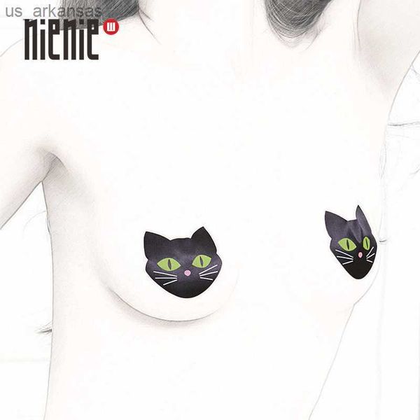 Cache-tétons auto-adhésifs jetables 10 paires (20 pièces) Autocollants de pétales de poitrine de chat lumineux Couverture de mamelon Invisible Bra Pad Pasties L230523