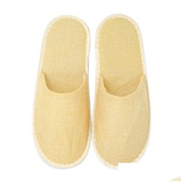 Slippers jetables confortables Spa respirante Anti-slip El Home Travel Linen Hospitality Footwear Guest Chaussures JY1221 Drop Livrot Dhwtz