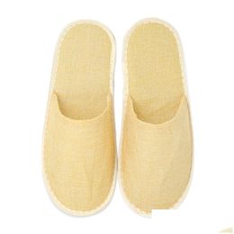 Zapatillas desechables cómodas spa transpirable Anti-slip El Home Travel Linen Hospitalidad Calzado de huéspedes Jy1221 Drop entrega dhwtz