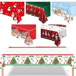 Cubiertas de mesa desechables, mantel de Navidad colorido de Papá Noel/muñeco de nieve, ropa para decoraciones de fiesta, 1 ud., 2024