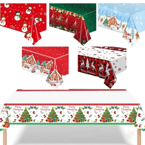 Couvertures de Table jetables, 1 pièce, nappe de noël colorée, couverture père noël/bonhomme de neige, vêtements pour décorations de fête de joyeux 2024