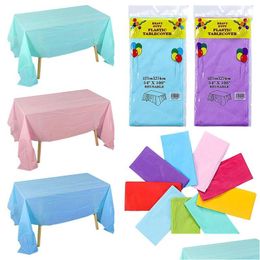 Couvertures de table jetables 54 x 108 pouces Table jetable Er Mticolor Nappe en plastique Couleur Fournitures de fête El Accueil Anniversaire Décor Drop D Dh8E2