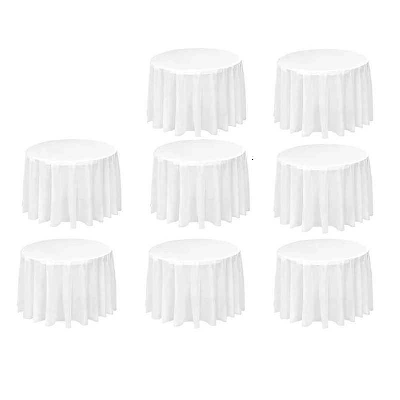 Disposable Table Covers 8 Pack Round Tablecloth 84 Inch White Disposable Table Covers PEVA Waterproof Plastic Round Tablecloths White 231206