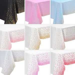 Nappes jetables Rose or point blanc Rose nappes en plastique pour mariage fête d'anniversaire décoration bébé douche fournitures