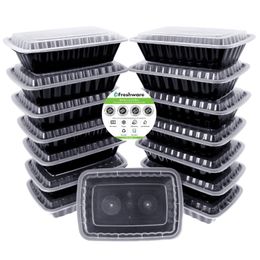 Wegwerp-afhaalcontainers 15 stuks Bento-lunchbox met 1 compartiment en deksels Stapelbaar Herbruikbaar Magnetron Vaatwasser en vriezer Veilige maaltijdbereiding Gedeelte C 230714