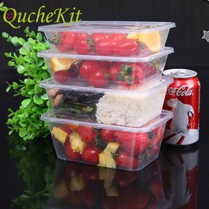 Jetable À Emporter Conteneurs 20 pcs En Plastique Alimentaire Transparent Carry Boîte D'emballage Salade De Fruits Déjeuner Boîtes À Bento Cuisine Réfrigérateur Stockage 230714