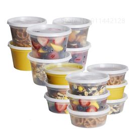 Contenedores desechables para llevar 240ml480ml Almacenamiento de alimentos de plástico Deli con tapas herméticas para ensaladas Cocina Nevera 231211