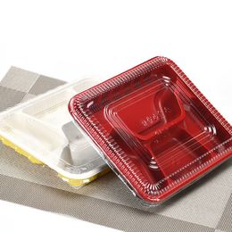 Conteneurs jetables à emporter 4 grilles en plastique PP Boîte à lunch Conteneur de stockage d'emballage de restauration rapide avec couvercles