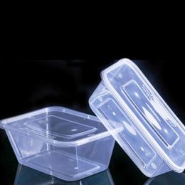 Wegwerp afhaalcontainers 50 stuks dikke vierkante lunchbox transparant fruitdraagdozen afhaal plastic fastfood salade scherper met deksel 230901